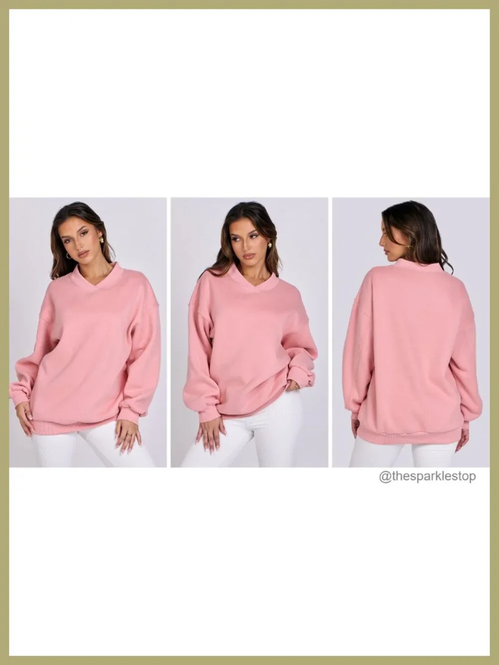 Oversized V Neck Fleece Sweatshirt, Rayon Blend Long Sleeve Pullover, Casual